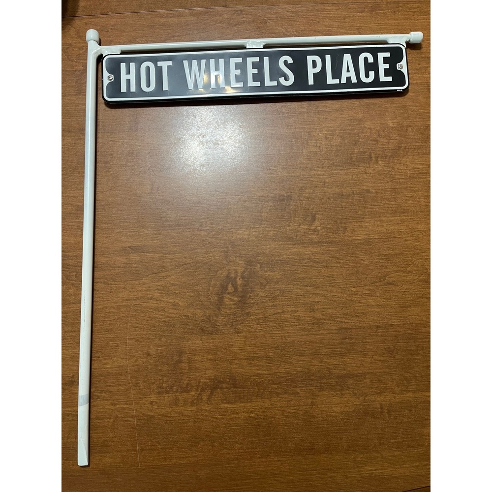 Hot Wheels Place Black & White Metal Street Sign With White‎ Metal Stand 24"x20"